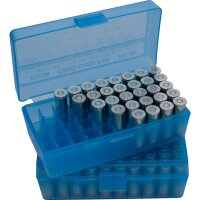 MTM Patronenbox mit Klappdeckel P50-45-24 blau-transparent