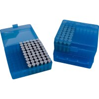 MTM Patronenbox mit Klappdeckel P-100-3-24 blau-transparent