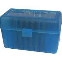 MTM Patronenbox mit Klappdeckel RL-50-24 blau-transparent