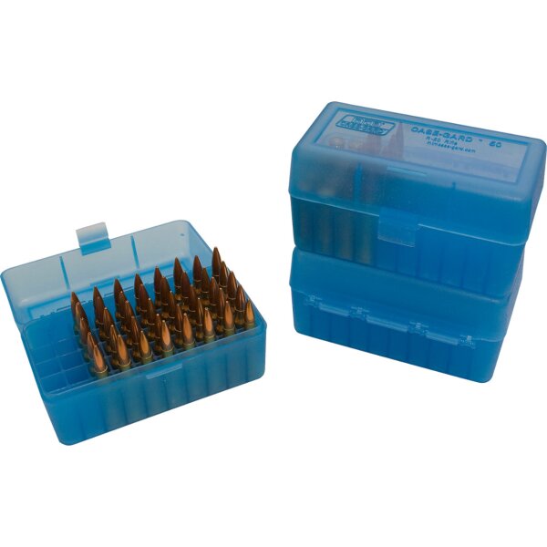 MTM Patronenbox mit Klappdeckel RM-50-24 blau-transparent