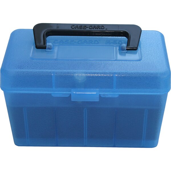 MTM Patronenbox mit Klappdeckel H50-RS-24 blau-transparent