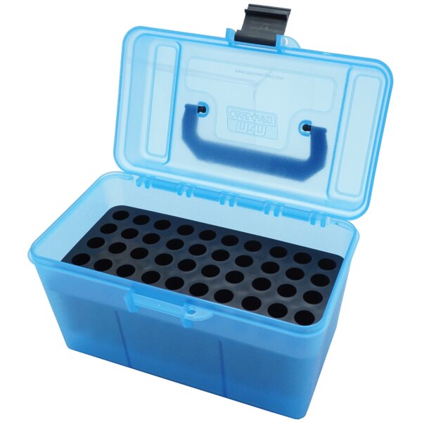 MTM Patronenbox mit Klappdeckel H50-RL-24 blau-transparent