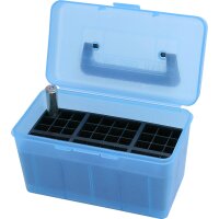 MTM Patronenbox mit Klappdeckel H50-XL-24 blau-transparent