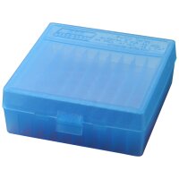 MTM Patronenbox mit Klappdeckel P-100-44-24 blau-transparent