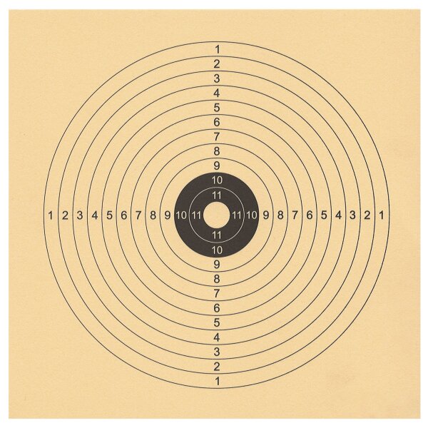 Luftgewehr-Scheibe 14 x 14 cm - nummeriert - 12er Ring - 1000 Stück