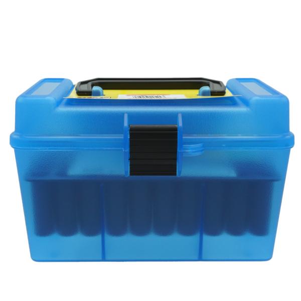 MTM Patronenbox mit Klappdeckel H50-R-MAG-24 blau-transparent