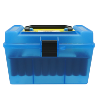 MTM Patronenbox mit Klappdeckel H50-R-MAG-24 blau-transparent