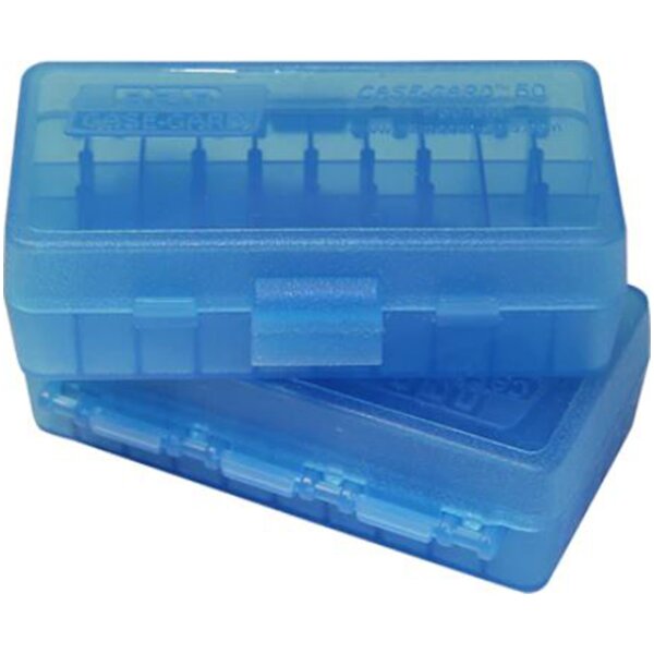 MTM Patronenbox mit Klappdeckel P50-38-24 blau-transparent