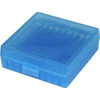 MTM Patronenbox mit Klappdeckel P-100-22-24 blau-transparent