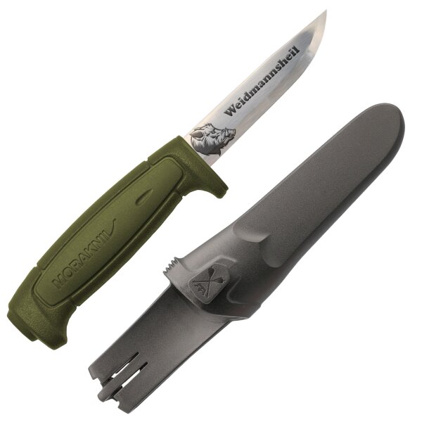 Morakniv Basic 511 Militär Grün Jagdmesser mit Gravur Keiler/ Weidmannsheil