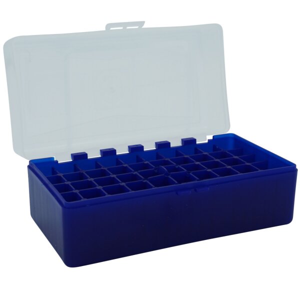 WPW Patronenbox Kaliber .223 - 50 Stück blau-transparent mit Klappdeckel