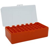 WPW Patronenbox Kaliber 6 mm / 6 mm PPC - 50 Stück orange-transparent mit Klappdeckel