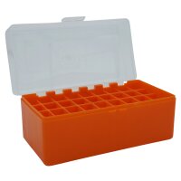 WPW Patronenbox Kaliber Short Magnum - 36 Stück orange-transparent mit Klappdeckel