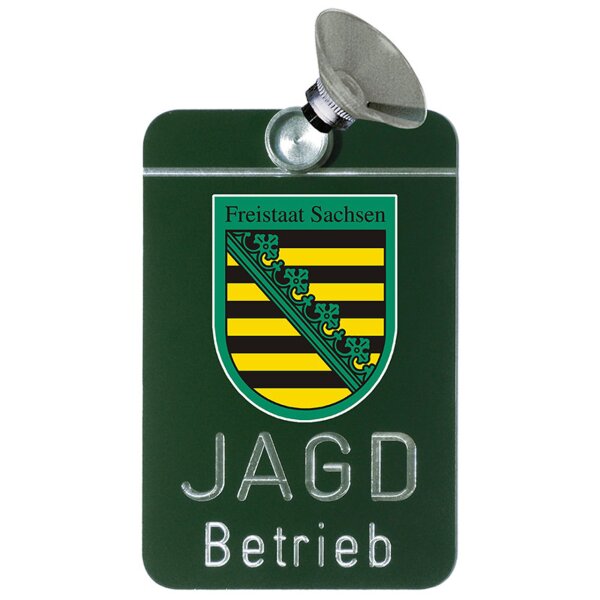 Autoschild Jagdbetrieb mit Länderwappen - Sachsen