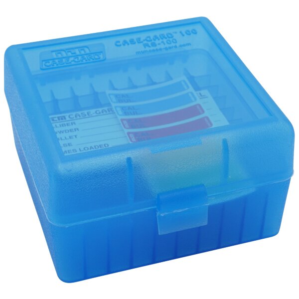 MTM Patronenbox mit Klappdeckel RS-100-24 blau-transparent